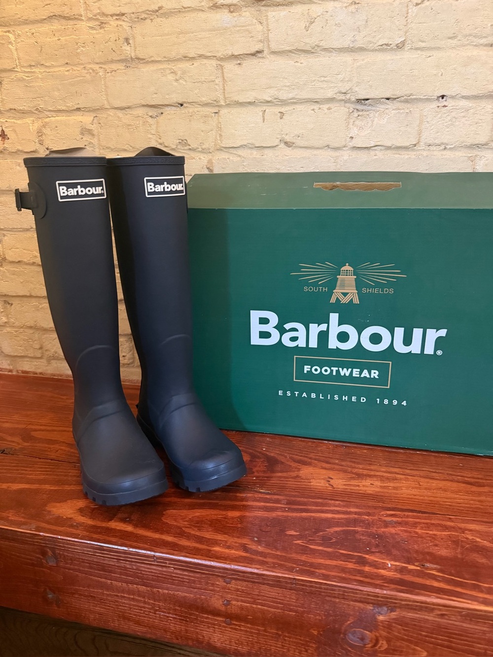 Barbour Navy Bede Tall Waterproof Rain Boots